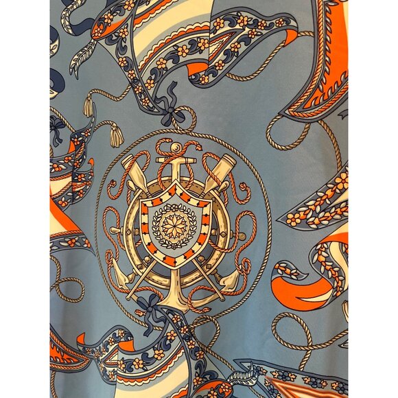 J.Mclaughlin Blue & Orange Nautical Print Top With 3/4 Sleeves Womens Size M - Picture 7 of 7